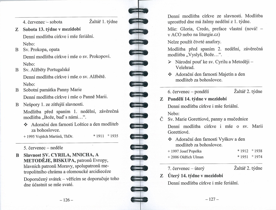 Liturgický a pastorační kalendář Arcidiecéze olomoucké 2025–2026