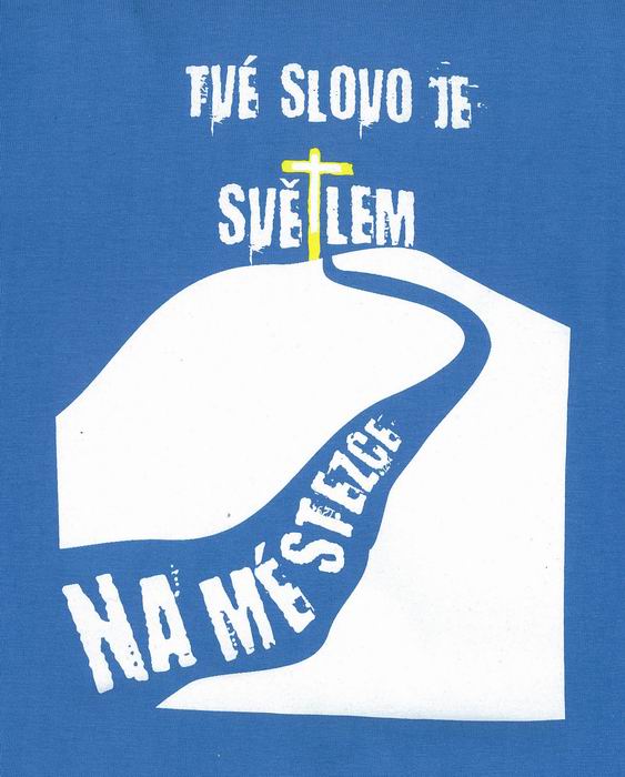 Triko světlemodré s tmavěmodrým olemováním u krku a na rukávech
