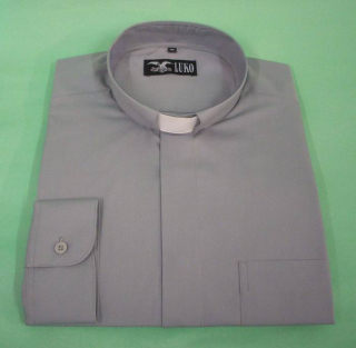 Kněžská košile světle šedá s krátkým rukávem