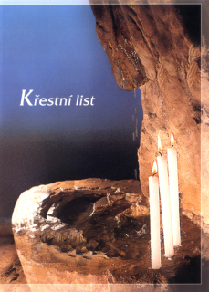 Křestní list • Křtitelnice a 3 svíce